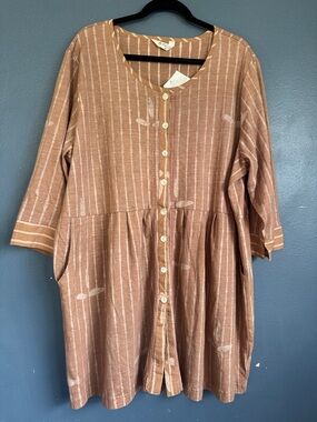 Button-Front Striped 100% Cotton Shirt